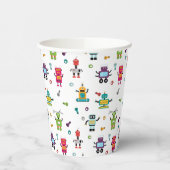 Niedliche mehrfarbige Roboter Kids Robot Geburtsta Pappbecher (Links)