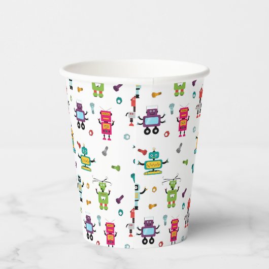Niedliche mehrfarbige Roboter Kids Robot Geburtsta Pappbecher (Rechts)