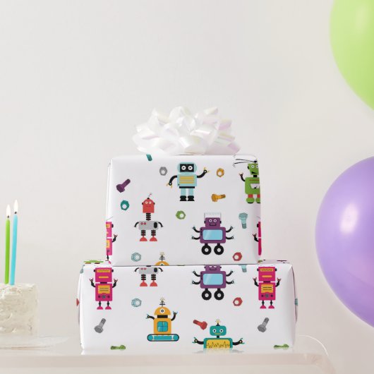 Niedliche mehrfarbige Roboter Kids Roboter Muster Geschenkpapier (Partygeschenke)