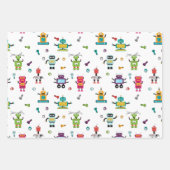 Niedliche mehrfarbige Roboter Kids Roboter Muster Geschenkpapier Set (Vorderseite 2)