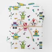 Niedliche mehrfarbige Roboter Kids Roboter Muster Geschenkpapier Set (Beispiel)