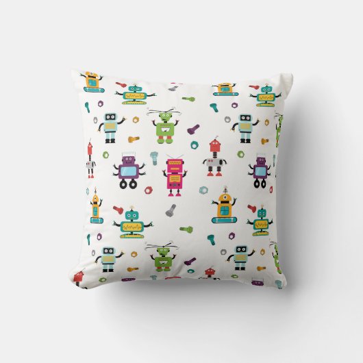 Niedliche mehrfarbige Roboter Kids Roboter Muster Kissen (Vorderseite)