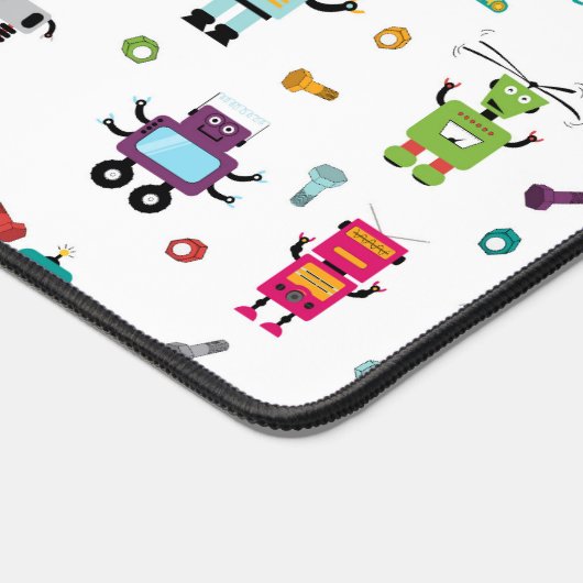 Niedliche mehrfarbige Roboter Kids Roboter Muster Schreibtischunterlage (Ecke)