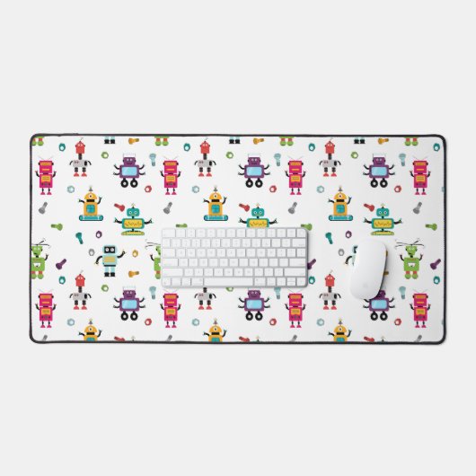 Niedliche mehrfarbige Roboter Kids Roboter Muster Schreibtischunterlage (Tastatur & Maus)