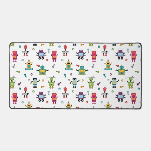 Niedliche mehrfarbige Roboter Kids Roboter Muster Schreibtischunterlage (Vorderseite)