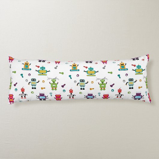 Niedliche mehrfarbige Roboter Kids Roboter Muster Seitenschläferkissen (Rückseite)