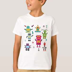 Niedliche mehrfarbige Roboter Kids Roboter Muster T-Shirt