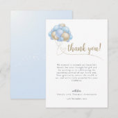 Niedliche Meldung Blue Balloon Baby Dusche Dankeskarte (Vorne/Hinten)