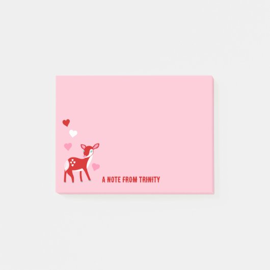 Niedliche Meldung "Red Deer Valentine Day Custom" Post-it Klebezettel (Vorderseite)