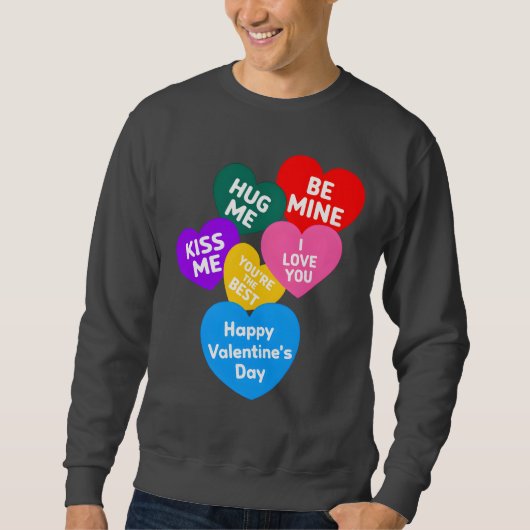 Niedliche Meldungen zur Liebe am farbigen Valentin Sweatshirt (Vorderseite)