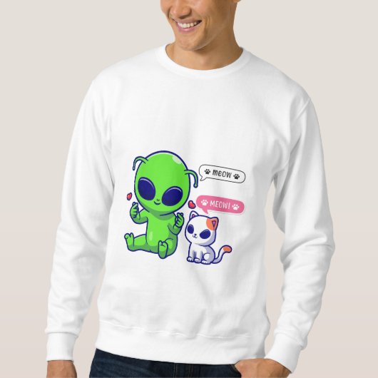 NIEDLICHE MEOKATZE MIT ALIEN SWEATSHIRT (Vorderseite)