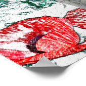 Niedliche Merino Sheep Animal Red Poppy Blume Poster (Ecke)