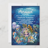 Niedliche Mermaid Baby Dusche Einladung (Vorderseite)
