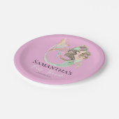 Niedliche MERMAID BABY DUSCHE UNTER DEM MEER Pappteller (Schrägansicht)