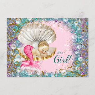 Niedliche Mermaid Baby Shower Einladungen