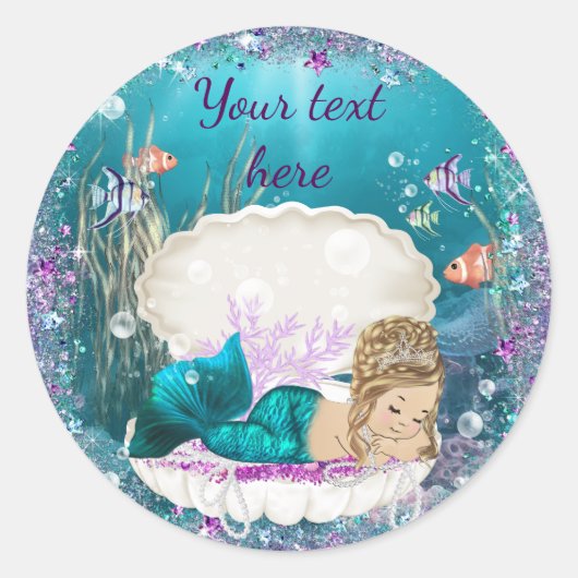 Niedliche Mermaid Baby Shower Stickers (Vorderseite)