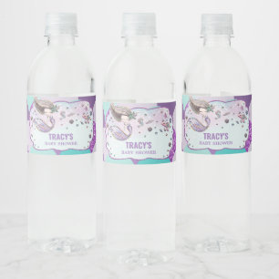 Niedliche Mermaid Babydusche unter Meerblick Wasserflaschenetikett