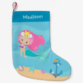 Niedliche Mermaid Beach House Kids Kleiner Weihnachtsstrumpf (Vorderseite)