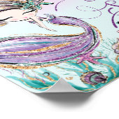 Niedliche Mermaid Birthday Baby Dusche Shellfie ne Poster (Ecke)