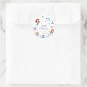 Niedliche Mermaid Birthday Party Runder Aufkleber (Tasche)
