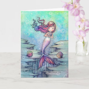 Niedliche Mermaid Fantasy Art Jeder Anlass Card Karte