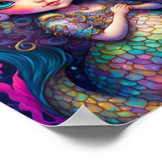 Niedliche Mermaid Fantasy Art Poster (Ecke)