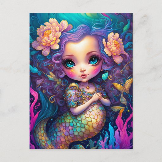 Niedliche Mermaid Fantasy Art Postkarte (Vorderseite)
