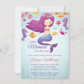 Niedliche Mermaid Girl Baby Dusche Einladung - Lil (Vorderseite)