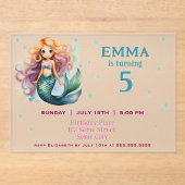 Niedliche Mermaid Girl Birthday Party Acryleinladungen (Vorderseite)