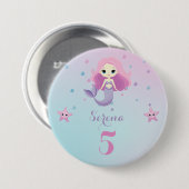 Niedliche Mermaid Girl Birthday Party Button (Vorne & Hinten)