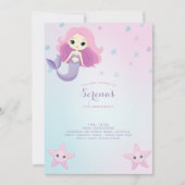Niedliche Mermaid Girl Birthday Party Einladung (Vorderseite)