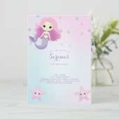 Niedliche Mermaid Girl Birthday Party Einladung (Stehend Vorderseite)