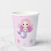 Niedliche Mermaid Girl Birthday Party Pappbecher (Vorderseite)