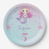 Niedliche Mermaid Girl Birthday Party Pappteller (Vorderseite)