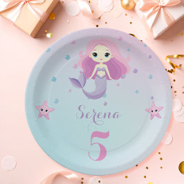 Niedliche Mermaid Girl Birthday Party Pappteller