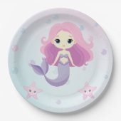 Niedliche Mermaid Girl Birthday Party Pappteller (Vorderseite)
