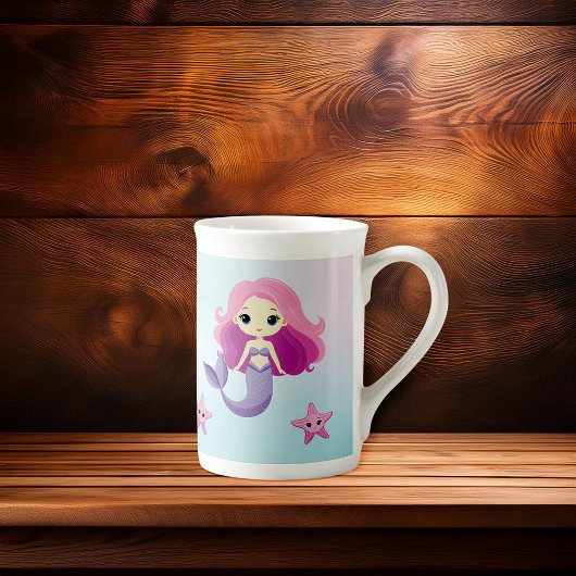 Niedliche Mermaid Girl Birthday Party Porzellantasse