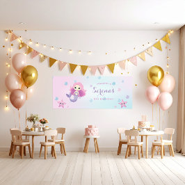 Niedliche Mermaid Girl Birthday Party Poster