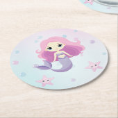 Niedliche Mermaid Girl Birthday Party Runder Pappuntersetzer (Angewinkelt)
