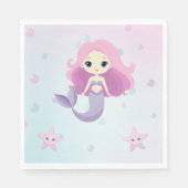 Niedliche Mermaid Girl Birthday Party Serviette (Vorderseite)