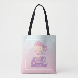 Niedliche Mermaid Girl Pink Blue Ombre Tote Bag Tasche