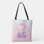 Niedliche Mermaid Girl Pink Blue Ombre Tote Bag Tasche (Rückseite)