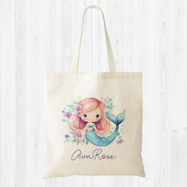 Niedliche Mermaid Girly Personalisiert Tote Bag Tragetasche