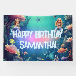 Niedliche Mermaid Kid Geburtstagsparty Einladung Banner