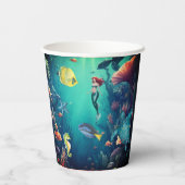Niedliche Mermaid Kid Geburtstagsparty Einladung Pappbecher (Rückseite)