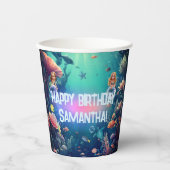 Niedliche Mermaid Kid Geburtstagsparty Einladung Pappbecher (Vorderseite)