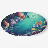 Niedliche Mermaid Kid Geburtstagsparty Einladung Pappteller (Schrägansicht)