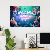 Niedliche Mermaid Kid Geburtstagsparty Einladung Poster (Heimbüro)