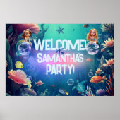 Niedliche Mermaid Kid Geburtstagsparty Einladung Poster (Vorne)