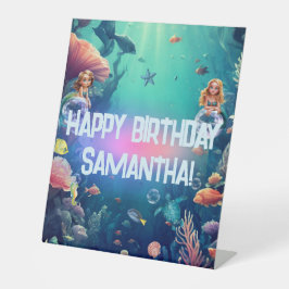 Niedliche Mermaid Kid Geburtstagsparty Einladung Sockelschild